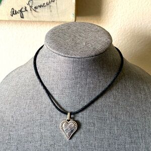 VINTAGE BRIGHTON FRENCH QUARTER HEART NECKLACE ON BRAIDED LEATHER